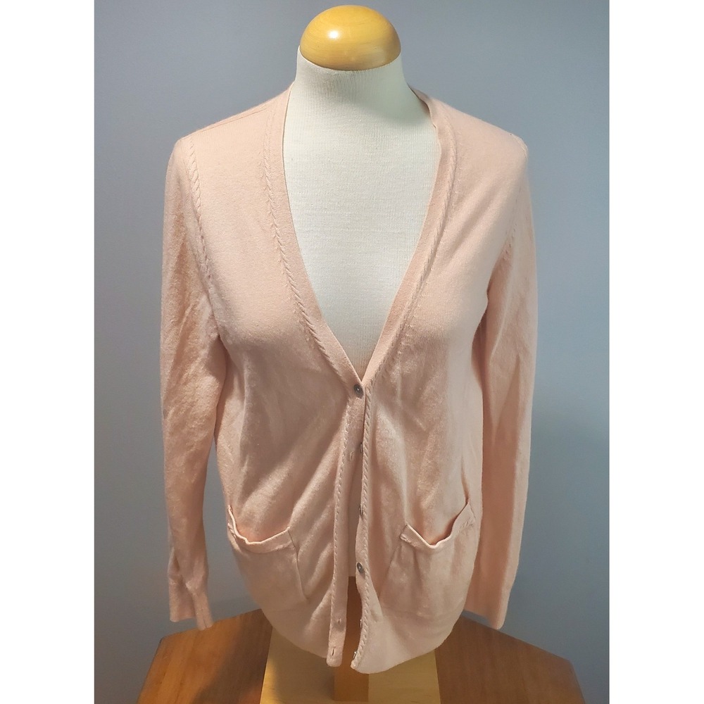 Banana Republic Filpucci Button Down Cardigan Women's L Wool & Cashmere Pink - Picture 5 of 7